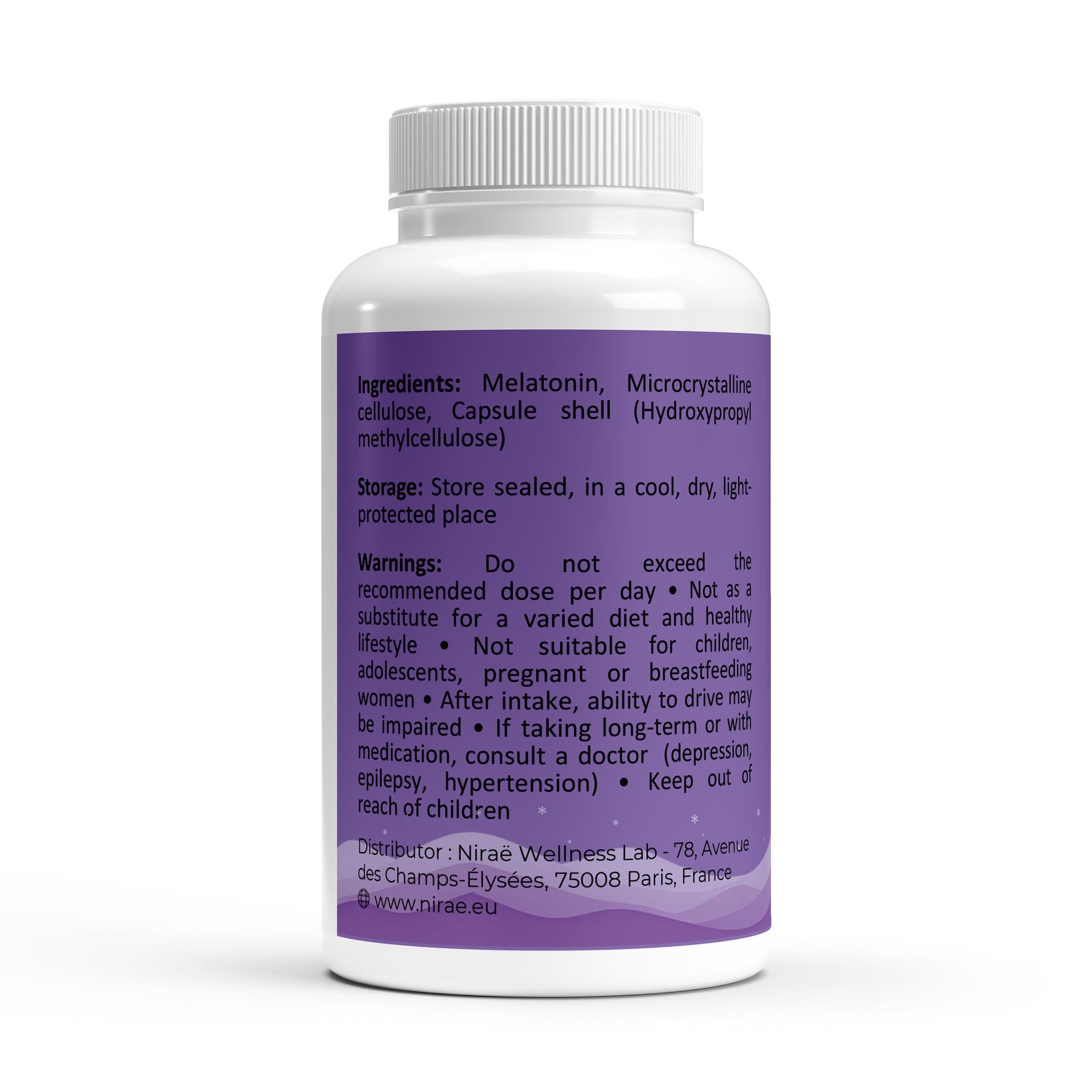 Nirae Wellness Lab, Morphe supplement capsules, Deep sleep and full recovery, Melatonin. European premium vegan & natural supplements, Science-Proven, Nature-Rooted, Lab-Crafted, crafted with science & nature.