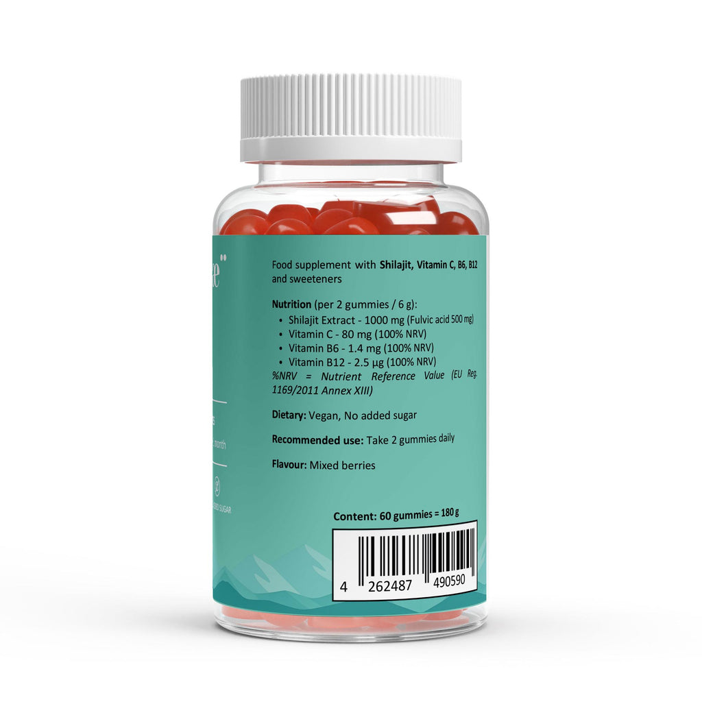 Nirae Wellness Lab, Vitae supplement gummies, Energy vitality and resilience, Shilajit and Vitamins C B6 B12. European premium vegan & natural supplements, Science-Proven, Nature-Rooted, Lab-Crafted, crafted with science & nature.